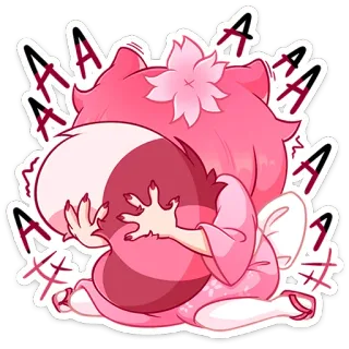 😭 AAAA anime girl, khóc, hồng, sakura, kimono, kawaii telegram sticker