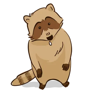 😯 Waschbär, Tier, niedlich, Cartoon, Säugetier, Wildtier, lustig, Aufkleber telegram sticker