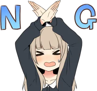 ❌ NG Chica anime, Brazos cruzados, Mal, Rechazo, Desaprobación, Anime, Manga telegram sticker
