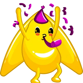 🥳 celebration, party, confetti, cartoon, yellow character, party hat telegram sticker