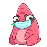 😷 ヒトデ, マスク, 漫画, キャラクター, 可愛い, フェイスマスク, ピンク telegram sticker
