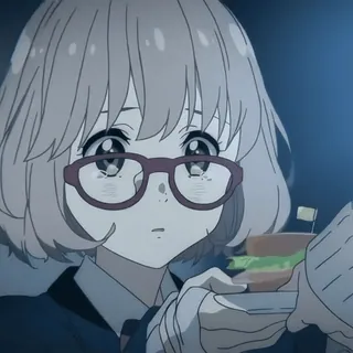 🍧 anime, girl, sandwich, glasses, cute, food whatsapp sticker
