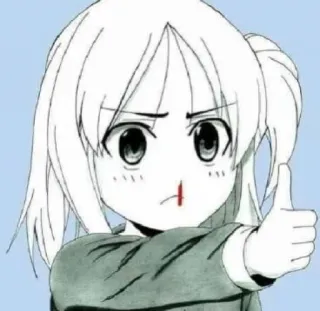 🍑 Anime, Ragazza, Sangue dal naso, Pollice in su, Manga, Kawaii telegram sticker
