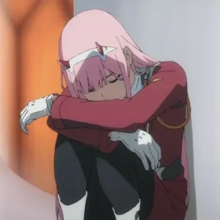 🍓 Zero Two Darling in the Franxx Anime, Triste, Zero Two, Darling in the Franxx, Émotionnel, Personnage telegram sticker