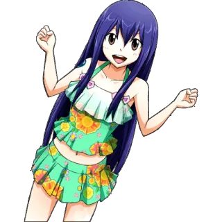 😻 anime, girl, swimsuit, cheerful, happy, illustration, summer telegram sticker