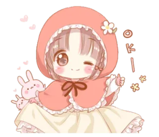 😉 ok! anime, imut, cewek, kartun, ok, kedip telegram sticker