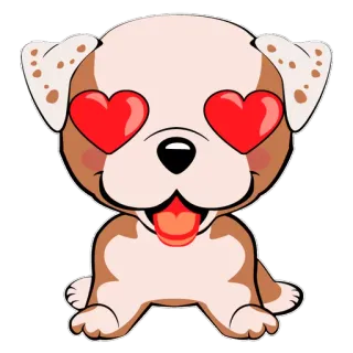 😍 犬, 子犬, 愛, ハート目, かわいい, 動物, ステッカー telegram sticker