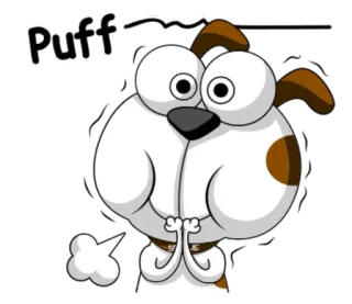 🙊 Puff chien, dessin animé, animal, bouffée, mignon telegram sticker