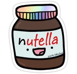 🍫 nutella 100% fabulous nutella, kawaii, essen, dessert, regenbogen, glas, süß telegram sticker