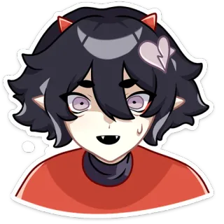 😳 Animé, Dessin animé, Personnage, Démon, Mignon, Cornes telegram sticker