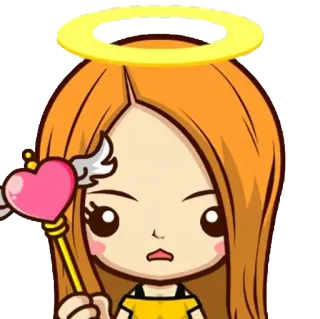 😄 นางฟ้า, รัศมี, หัวใจ, เวทมนตร์, น่ารัก, การ์ตูน, ปีก telegram sticker