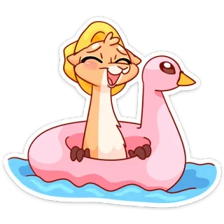 🛀 lhama, desenho animado, bóia, rosa, animal, fofo, verão, diversão telegram sticker