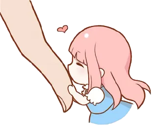 😘 Cartone animato, Kawaii, Carino, Anime, Ragazza, Capelli rosa, Amore telegram sticker