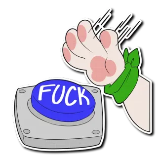 🖲 FUCK button, cat, offensive, swear word, paw telegram sticker