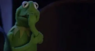 😨 Kermit カーミット, マペット, 考える, 緑 telegram sticker