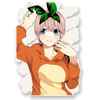 ☺️ Ichika Nakano The Quintessential Quintuplets anime, girl, cute, Ichika Nakano, The Quintessential Quintuplets, character telegram sticker