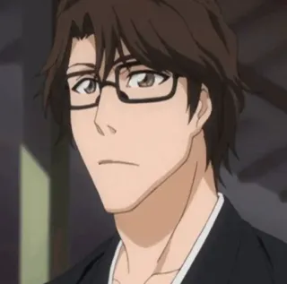 🤭 Sosuke Aizen Bleach anime, glasses, character, man, brown hair, aizen telegram sticker