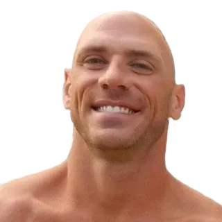 😄 Johnny Sins порнозвезда, актер, лысый, улыбается telegram sticker