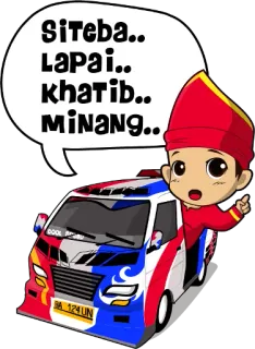 🚘 SiTeba.. Lapai.. Khatib.. Minang.. Kartun, Van, Minang, Indonesia, Anak telegram sticker