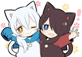 😉 Chibi, Anime, Orejas de gato, Kawaii, Dibujos animados, Lindo, Amistad telegram sticker