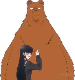 🐻 Аниме, Медведь, Девочка, Объятие, Милый, Мультфильм, Стикер telegram sticker