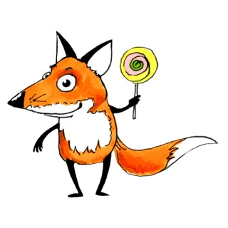 😊 fox, lollipop, cartoon, animal, candy, cute, illustration telegram sticker