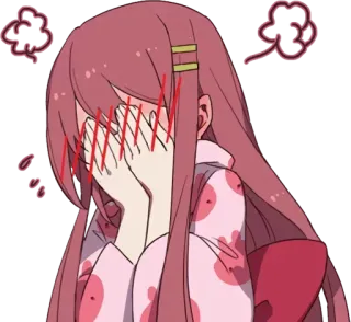 😳 อนิเมะ, ผู้หญิง, เขิน, น่ารัก, หงุดหงิด, อาย whatsapp sticker