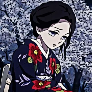 🌸 アニメ, 女性, 着物, 花, ポートレート telegram sticker
