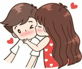 😘 亲吻, 爱, 情侣, 浪漫, 卡通, 关系 whatsapp sticker