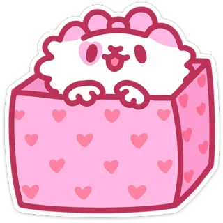 🎁 cat, box, cute, animal, cartoon, pink, hearts, sticker telegram sticker