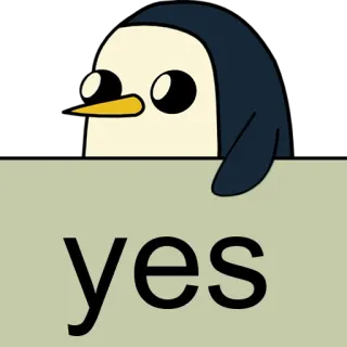 🐧 Gunther Adventure Time yes Pinguin, ja, süß, Cartoon, Animation, Adventure Time, Gunther telegram sticker