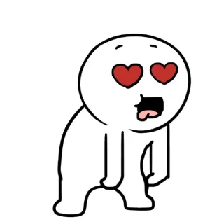 😍 cartoon, love, hearts, eyes, white, character telegram sticker