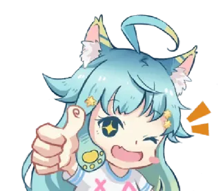 👍 Anime, Kawaii, Catgirl, Duim omhoog, Chibi, Leuk, Sticker telegram sticker