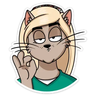 👌 cat, cartoon, animal, gesture, ok, sarcastic, girl telegram sticker