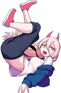 😈 Power Chainsaw Man anime, sticker, cute, horns, mischievous, funny telegram sticker
