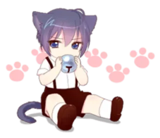 🙇‍♀ kucing, anime, imut, kawaii, chibi, manga, neko telegram sticker