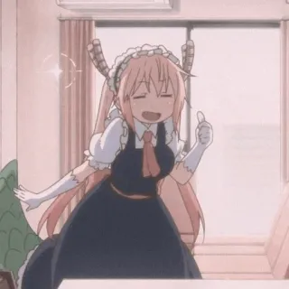 🐉 Tohru Miss Kobayashi's Dragon Maid anime, dragon, maid, cute, thumbs up, cheerful telegram sticker