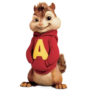 😊 Alvin Alvin and the Chipmunks การ์ตูน, กระรอก, สีแดง, ตัวอักษร, สัตว์ telegram sticker