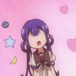 🍇 Anime, Fofo, Personagem, Rosa, Cabelo roxo, Desenho animado telegram sticker