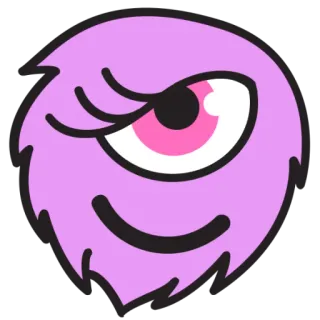 😉 monstruo, cíclope, mono, peludo, morado, un ojo, dibujos animados, personaje telegram sticker