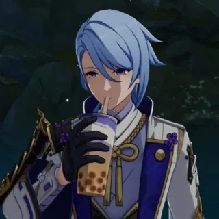 🧋 Ayato Genshin Impact Anime, Bubble Tea, Jeu vidéo, Genshin Impact, Ayato telegram sticker