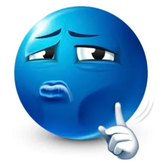 😎 Emoji, Bleu, Réflexion, Question, Sourire narquois, Sarcastique telegram sticker