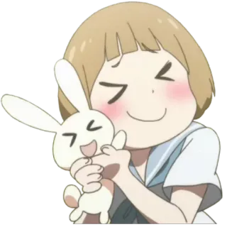 😍 动漫, 卡通, 可爱, 拥抱, 兔子, 快乐 telegram sticker