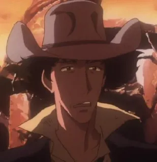 🤠 Spike Spiegel Cowboy Bebop Anime, Vaquero, Espacio, Ciencia ficción, Sombrero, Personaje telegram sticker