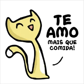 😍 TE AMO MAIS QUE COMIDA! gato, amor, comida, desenho animado whatsapp sticker