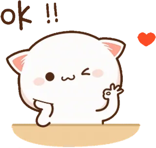 👌 OK!! gatto, carino, ok, cuore, animale, approvazione, occhiolino telegram sticker