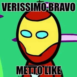 😊 Iron Man VERISSIMO BRAVO
METTO LIKE Iron Man, Marvel, Supereroe, Cartone animato, Divertente telegram sticker