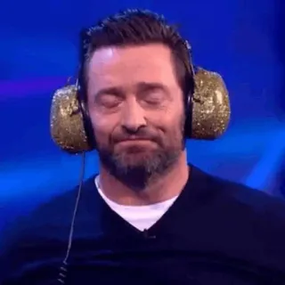 🎧 Hugh Jackman actor, celebrity, man, headphones whatsapp sticker