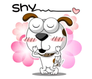 ☺️ shy chien, timide, mignon, animal, dessin animé, animation, coeur, chiot telegram sticker