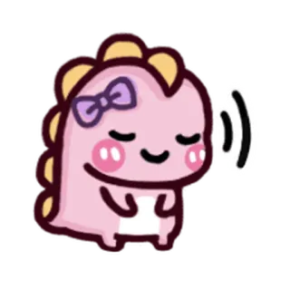 😚 dinosaurier, niedlich, rosa, cartoon, kawaii, aufkleber, tier, schleife whatsapp sticker